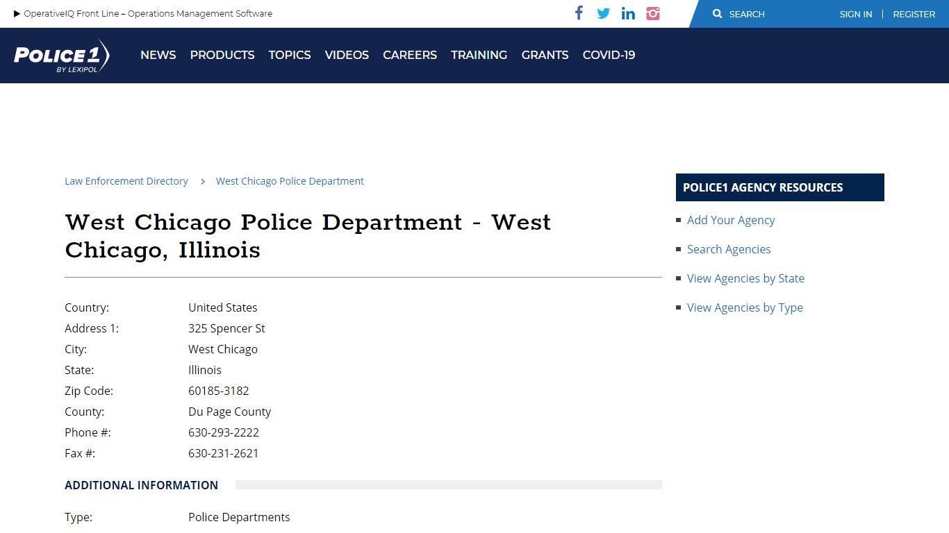 West Chicago Police Department - West Chicago, Illinois